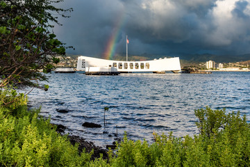 Rainbow over the USS Arizona at Pearl Harbor