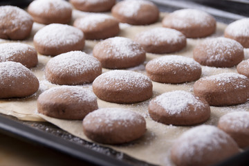 Gingerbread on a baking sheet