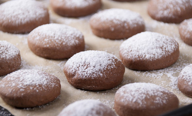 Gingerbread on a baking sheet