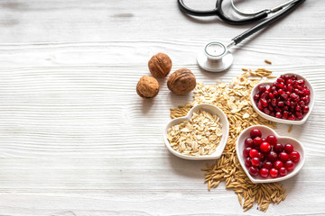 concept healthy for heart food on wooden background top view