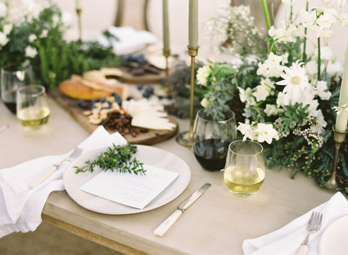 Place setting for a formal wedding