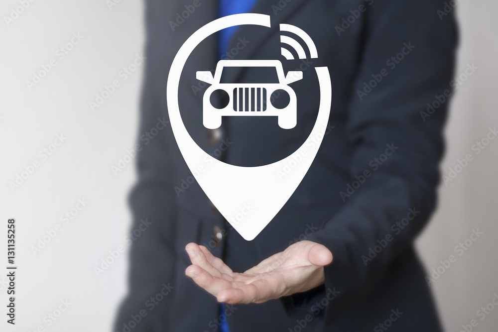 Aufkleber smart navigation automation car auto wifi business internet future concept. automobile gps innovatio