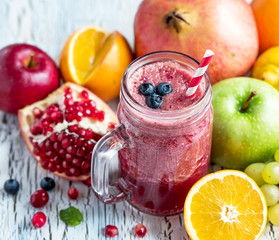 Berry and fruit smoothie, healthy detox vitamin diet or vegan food