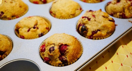 Homemade fresh cranberry vegan muffins