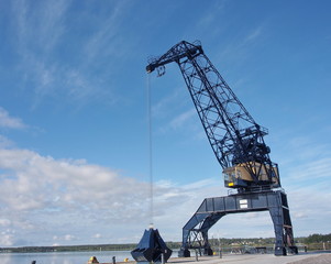 Fototapeta premium Old crane at the old port of Luleå
