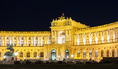 Fototapeta na wymiar The Vienna Hofburg imperial palace at night,Austria.