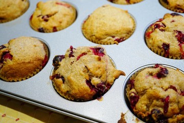 Homemade fresh cranberry vegan muffins