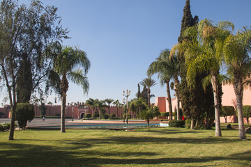 Obraz premium The beautiful gardens of the Royal palace of Marrakesh in Morocco 