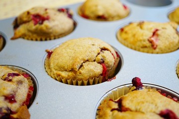 Homemade fresh cranberry vegan muffins