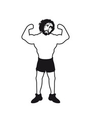 Strong muscle bodybuilder jesus thorns crown blood dead death murder graffiti cool design death died