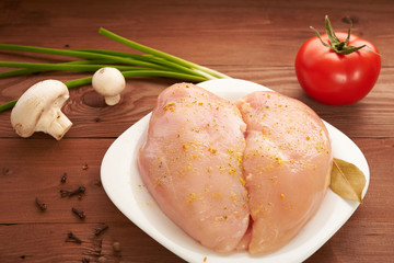 chicken on a wooden table