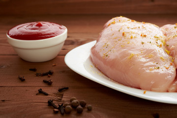 chicken on a wooden table