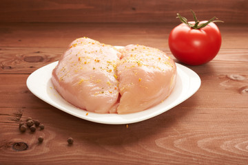 chicken on a wooden table