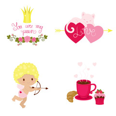 Saint Valentine's Day cute web icons.