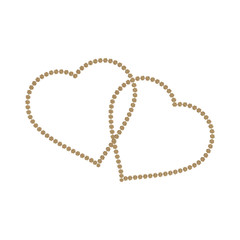 Gold heart icon. Golden glitter silhouette,metal sign shape isolated on white background. Vector Illustration. Symbol of happy love. Valentine Day design template for banner, invitation card, poster