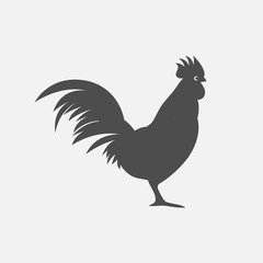 Fototapeta na wymiar Vector illustration of color flat silhouette of cock, rooster