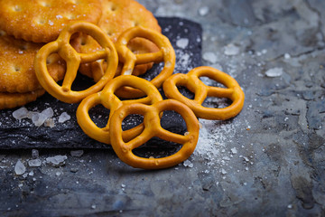 Salted snacks pretzel  and cracker