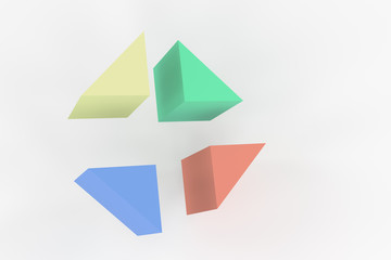 3d rendering of abstract separated cubes for info graphics desig