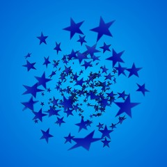 Blue vector star explosion. Cartoon illustration. Depth of field