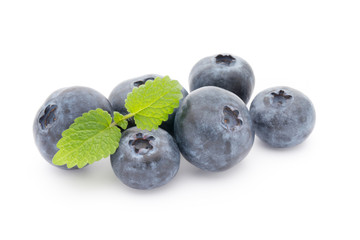 Group of fresh juisy blueberries isolated on white background.