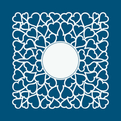 Laser cut card with hearts. Laser cutting template for diy, greeting cards, envelopes, wedding invitations, decorative elements