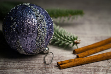 Christmas decoration. Cristmas background with ball.