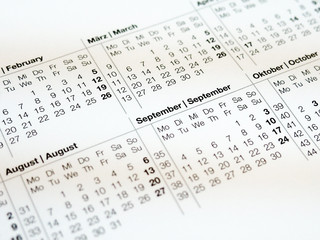 Number of white calendar desk (Selective focus)