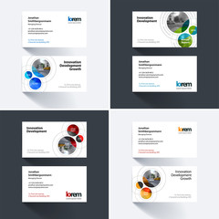 Vector business card template with rounds, circles, soft lines f