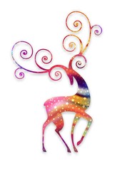 Vector deer silhouette with stars. Abstract design.