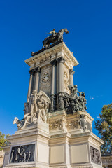 Fototapeta na wymiar Monument to King Alfonso XII. Buen Retiro Park, Madrid. Spain.