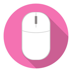 Computer mouse long shadow icon vector illustration.