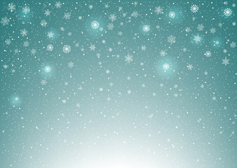 flying snoflakes blue background