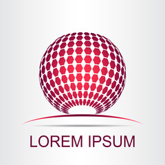 Logo stylized spherical surface with abstract shapes
