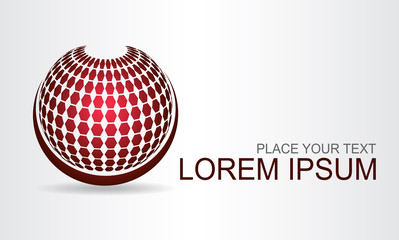 Logo stylized spherical surface with abstract shapes