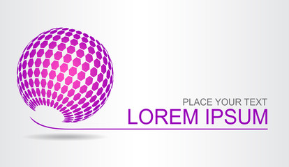 Logo stylized spherical surface with abstract shapes