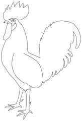 Silhouette of a rooster, isolated on white.