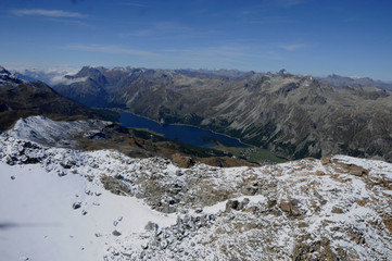 Alpenpanorama vom Gipfel des Piz Corvatsch ob St. Moritz