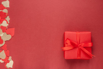 red gift box on paper background