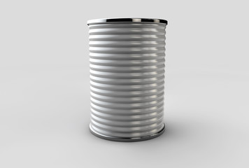 Tin box can packaging container isolated 3d illustration on gray background