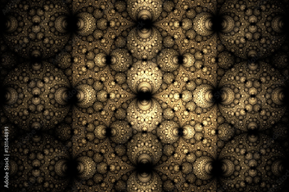 Poster abstract bright multicolored spherical fractal computer generated image