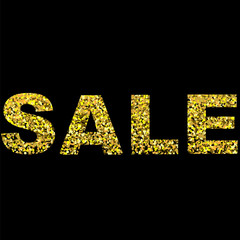 Christmas shopping and  Sale Design with Gold Confetti Letters .