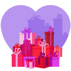 Flat mountain gifts boxes illustration 