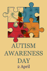 Autism awareness day background retro