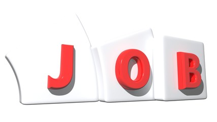 JOB write in red letters on white tags