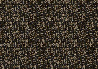 Fototapeta premium I love you text on a dark background. Gift Wrapping Paper. Abstract background with letters. Vector illustration