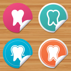 Tooth enamel protection icons. Dental care signs.