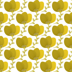 Floral seamless pattern. Hand drawn creative flower. Colorful artistic background with blossom. It can be used for wallpaper, textiles, wrapping, card. Vector illustration, eps10