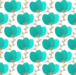 Floral seamless pattern. Hand drawn creative flower. Colorful artistic background with blossom. It can be used for wallpaper, textiles, wrapping, card. Vector illustration, eps10