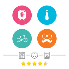 Hipster photo camera icon. Glasses symbol.