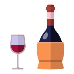 Alcohol drink wine bottle vector.